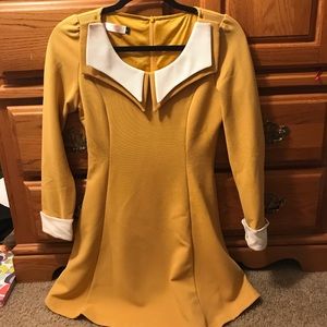 Mustard yellow Peter Pan collar dress